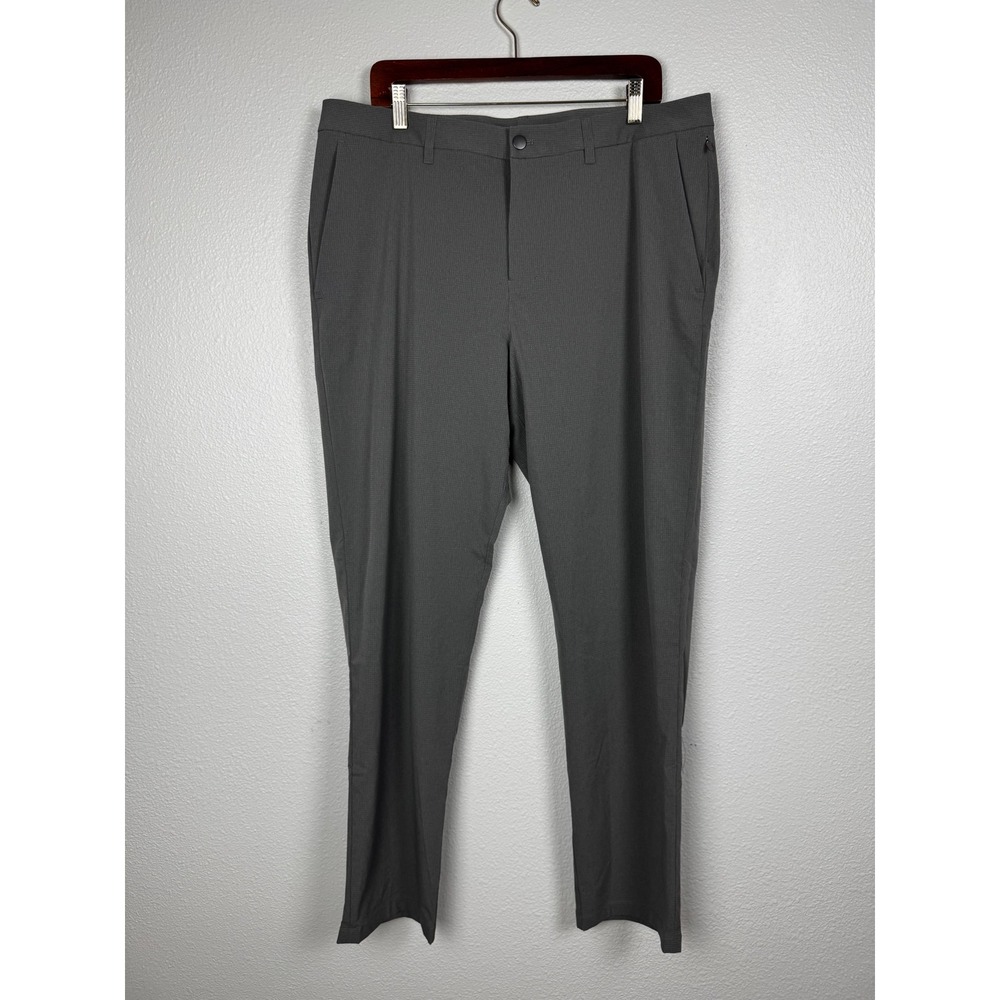 Lululemon Pants Mens 38 Gray Commission Slim Fit Warpstreme Grid Texture LM5AXYS